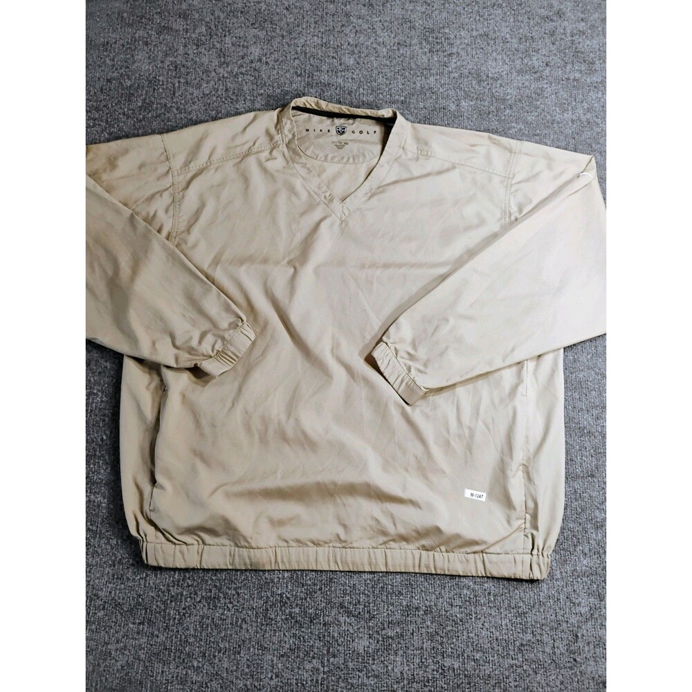 Nike Golf Pullover Windbreaker Jacket Beige V-Neck Lightweight Men XL